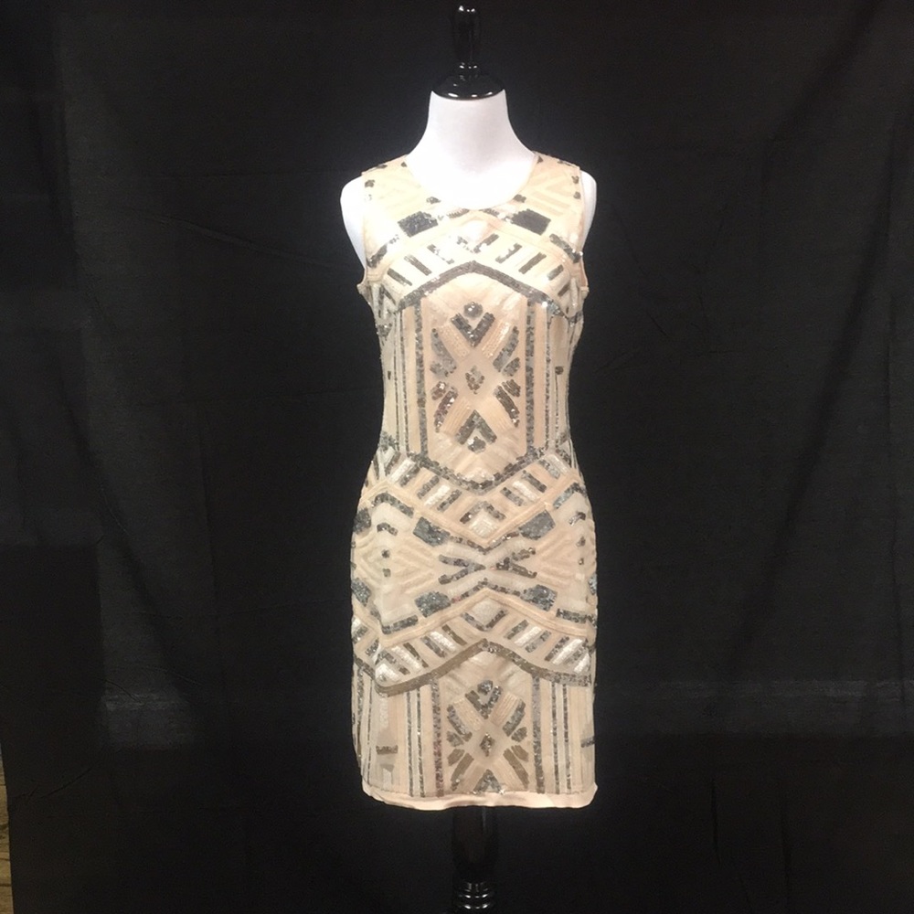 Vince Camuto Sequin Blush Sheath Dress